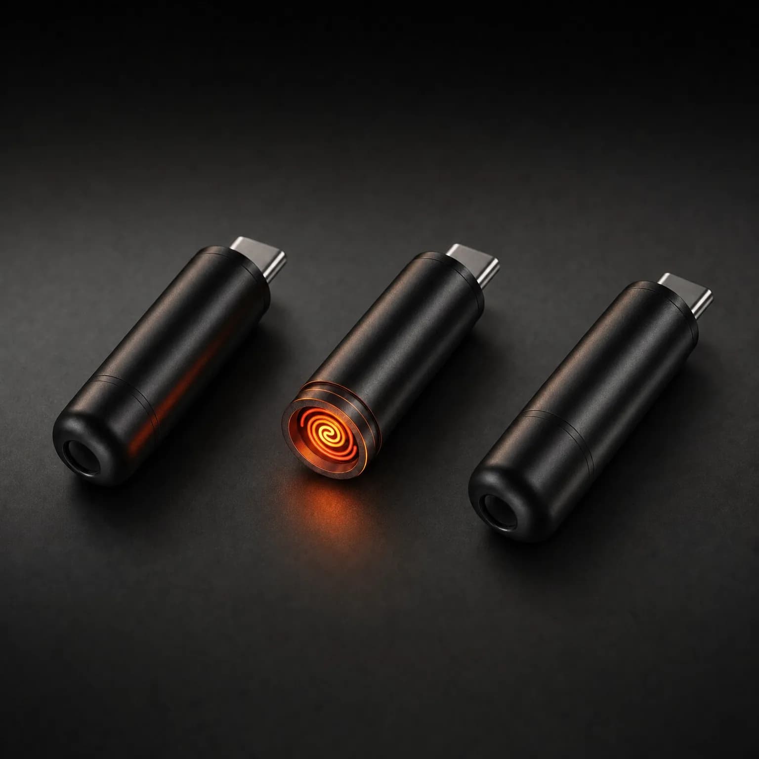Pack de tres mecheros USB-C negros